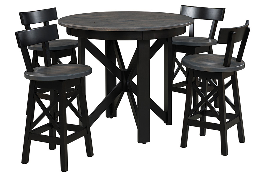 portland pub table with bar stools with backs